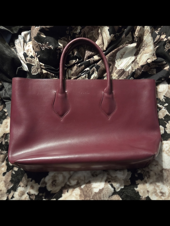Furla Handbags - Furla Burgundy Leather Tote Bag